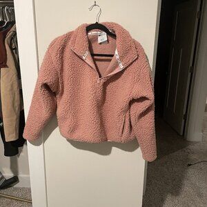 Champion Pink Sherpa Crop Half-Zip
